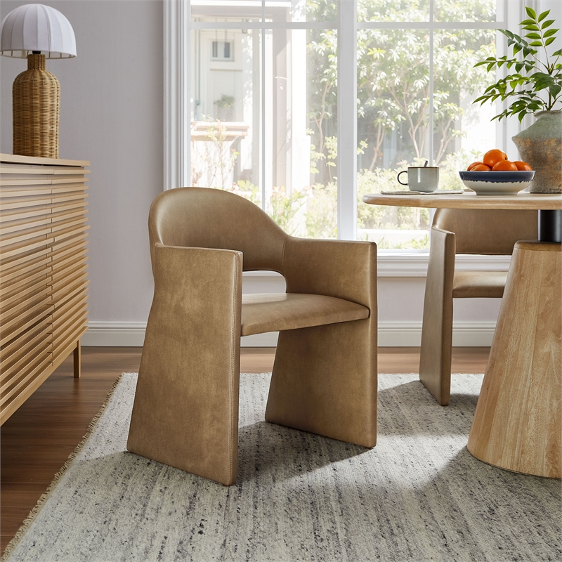 Talia   Vegan Leather Dining Armchair in Toast