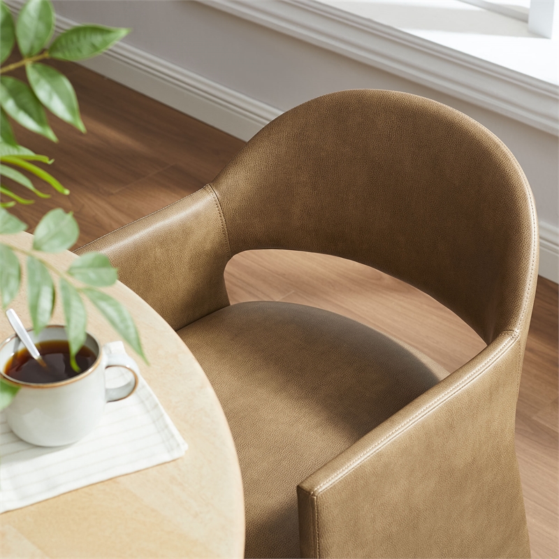 Talia   Vegan Leather Dining Armchair in Toast