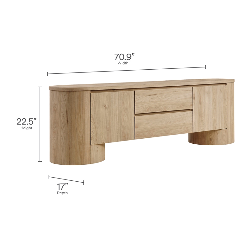 Duval  71 Inch Oval  TV Cabinet in Light Oak