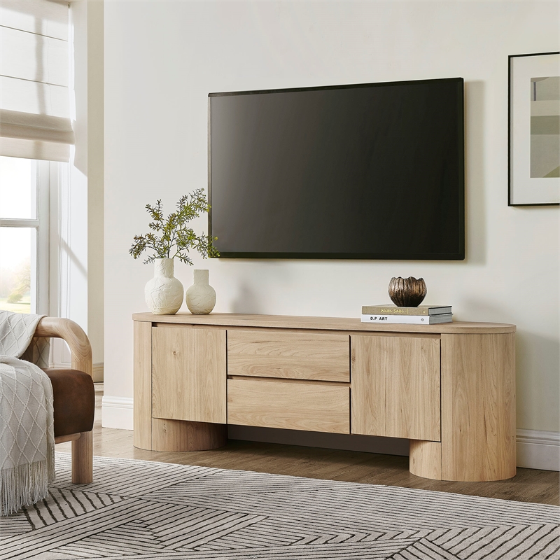 Duval  71 Inch Oval  TV Cabinet in Light Oak