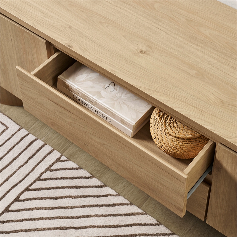 Duval  71 Inch Oval  TV Cabinet in Light Oak