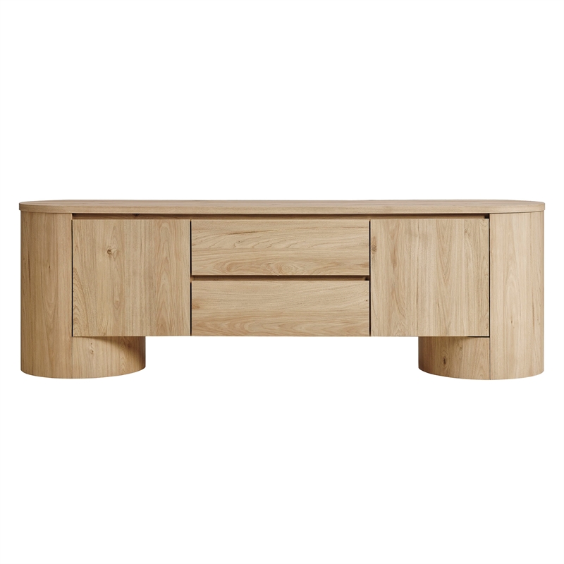 Duval  71 Inch Oval  TV Cabinet in Light Oak