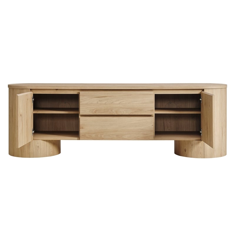 Duval  71 Inch Oval  TV Cabinet in Light Oak