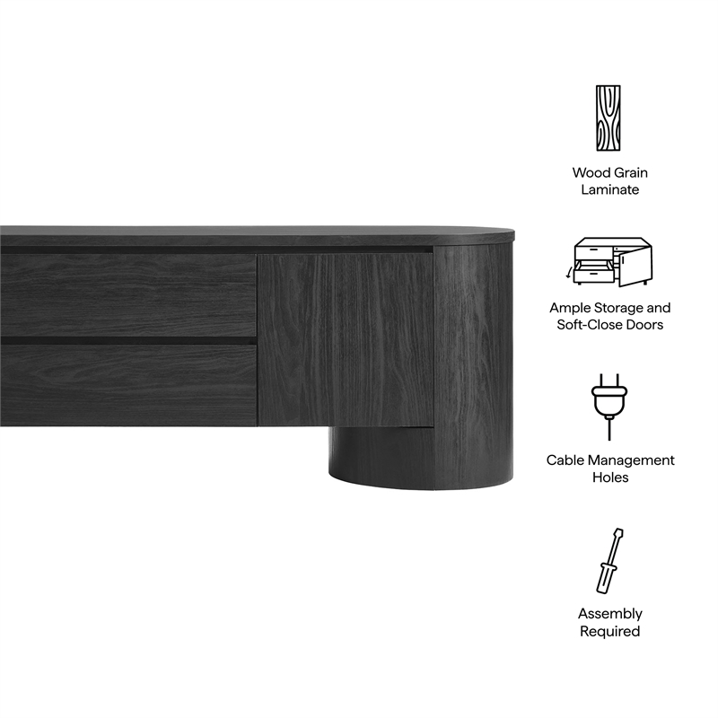 Duval  71 Inch Oval  TV Cabinet in Black