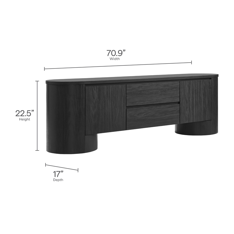 Duval  71 Inch Oval  TV Cabinet in Black
