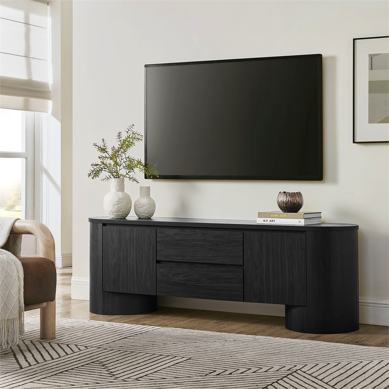 Duval  71 Inch Oval  TV Cabinet in Black