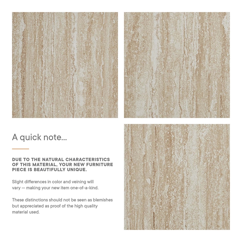 Mirella  Faux Travertine  Side Table in Travertine