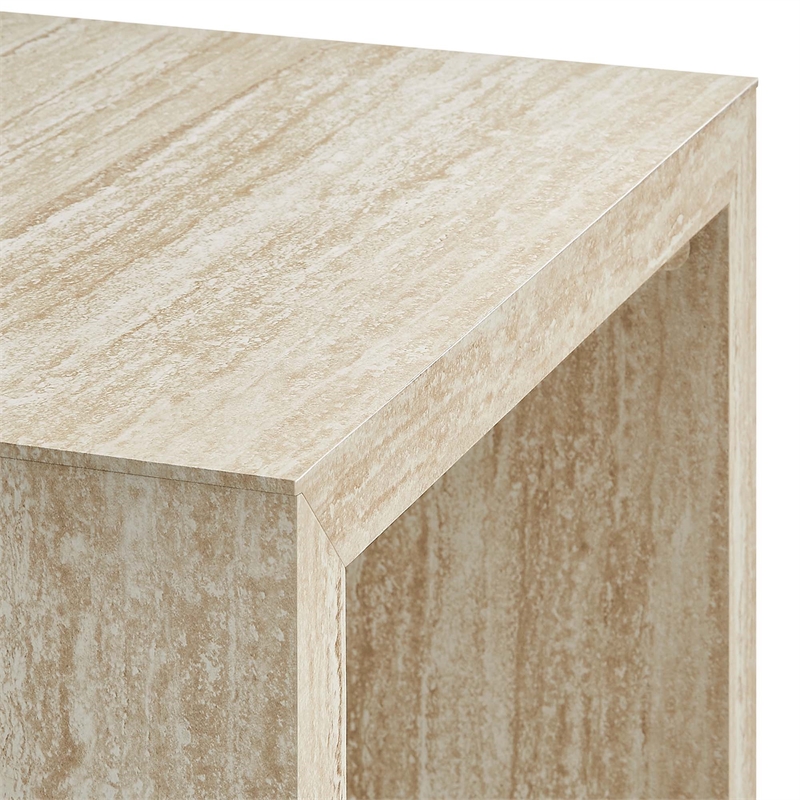 Mirella  Faux Travertine  Side Table in Travertine