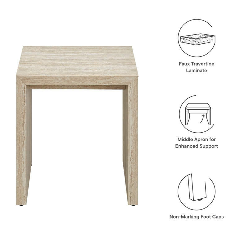 Mirella  Faux Travertine  Side Table in Travertine
