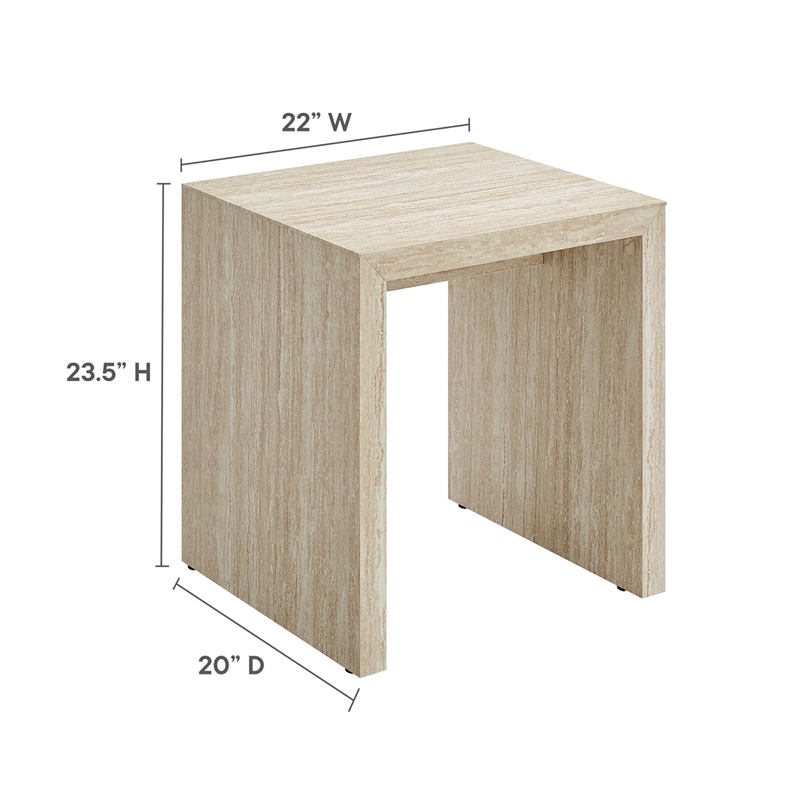 Mirella  Faux Travertine  Side Table in Travertine