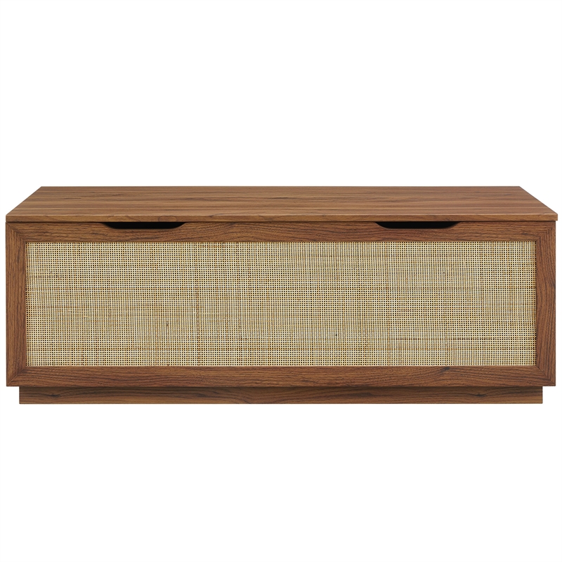Soma Rattan Storage Bench in Walnut