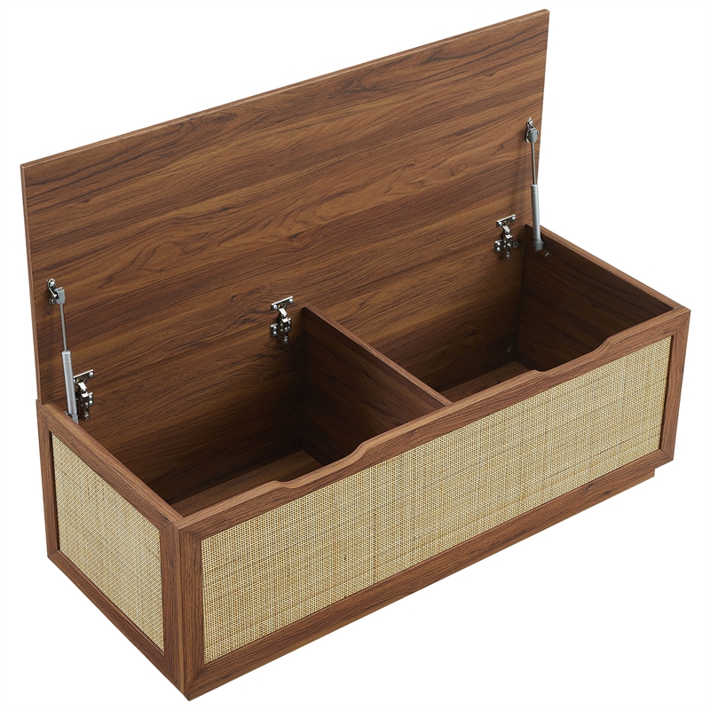 Soma Rattan Storage Bench in Walnut