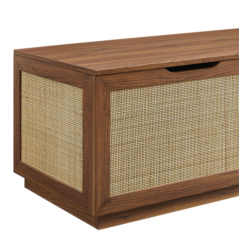 Soma Rattan Storage Bench in Walnut