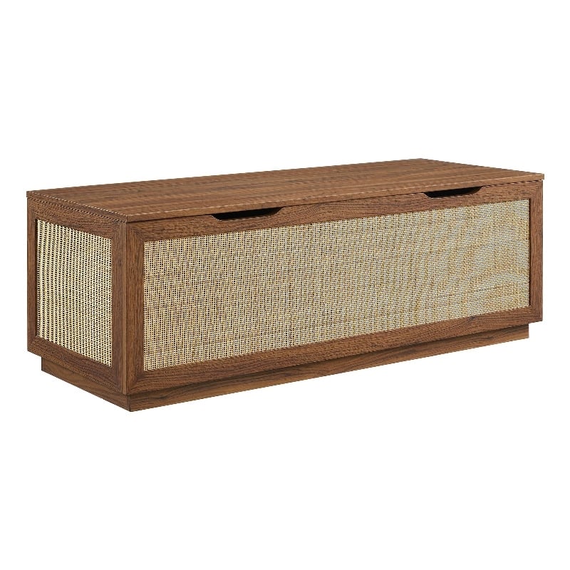 Soma Rattan Storage Bench in Walnut