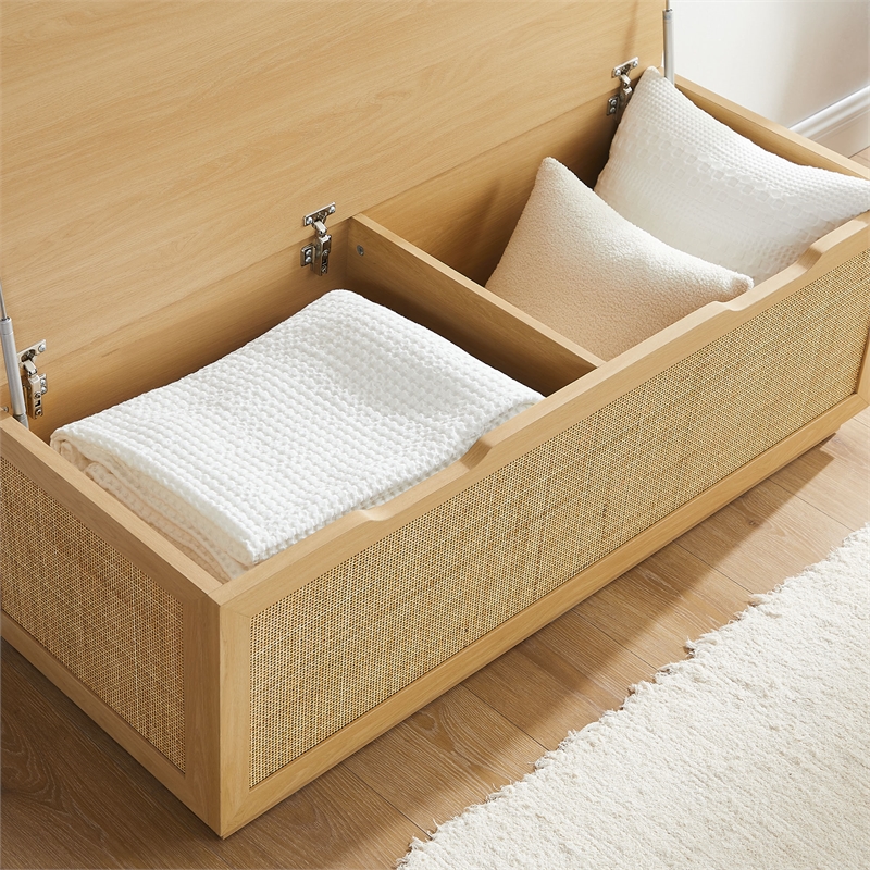 Soma Rattan Storage Bench in Oak