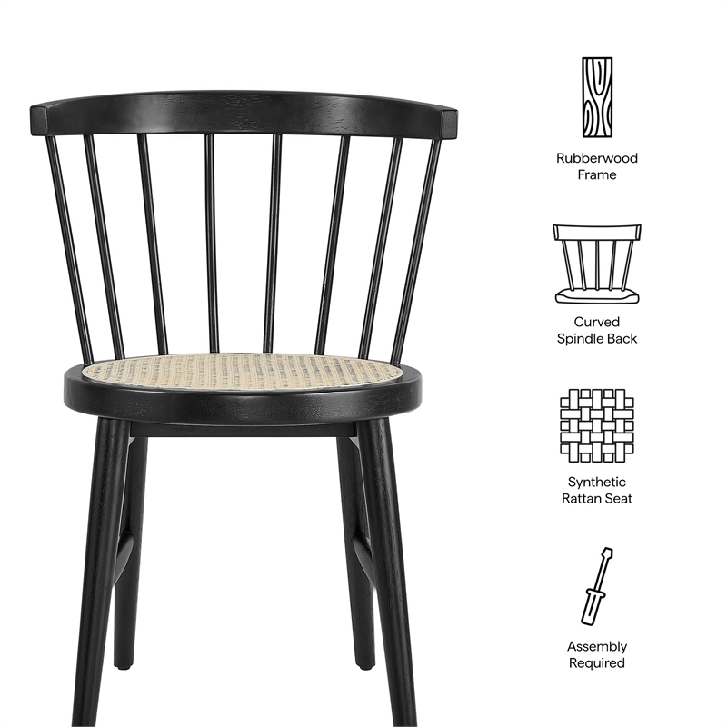 Lykke Curved Spindle Back Dining Chairs Set of 2 in Black