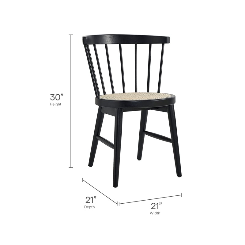 Lykke Curved Spindle Back Dining Chairs Set of 2 in Black