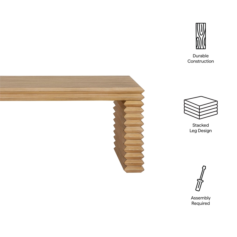 Canto Rectangular Stacked Design Coffee Table in Weathered Oak