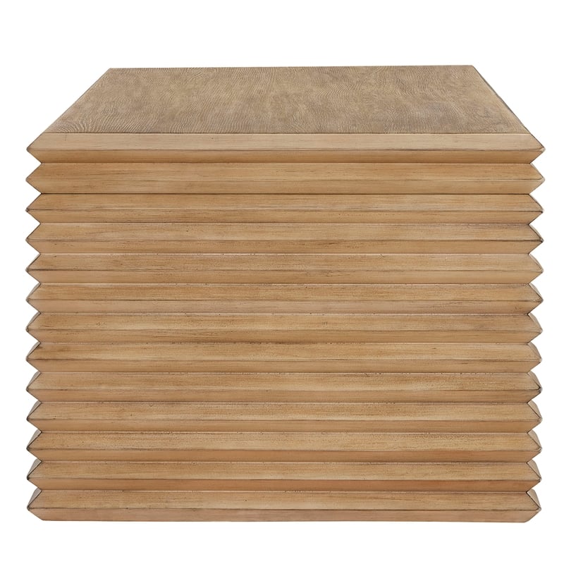 Canto Rectangular Stacked Design Coffee Table in Weathered Oak