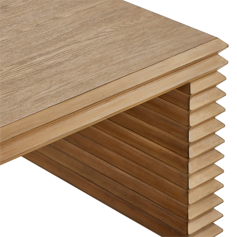 Canto Rectangular Stacked Design Coffee Table in Weathered Oak