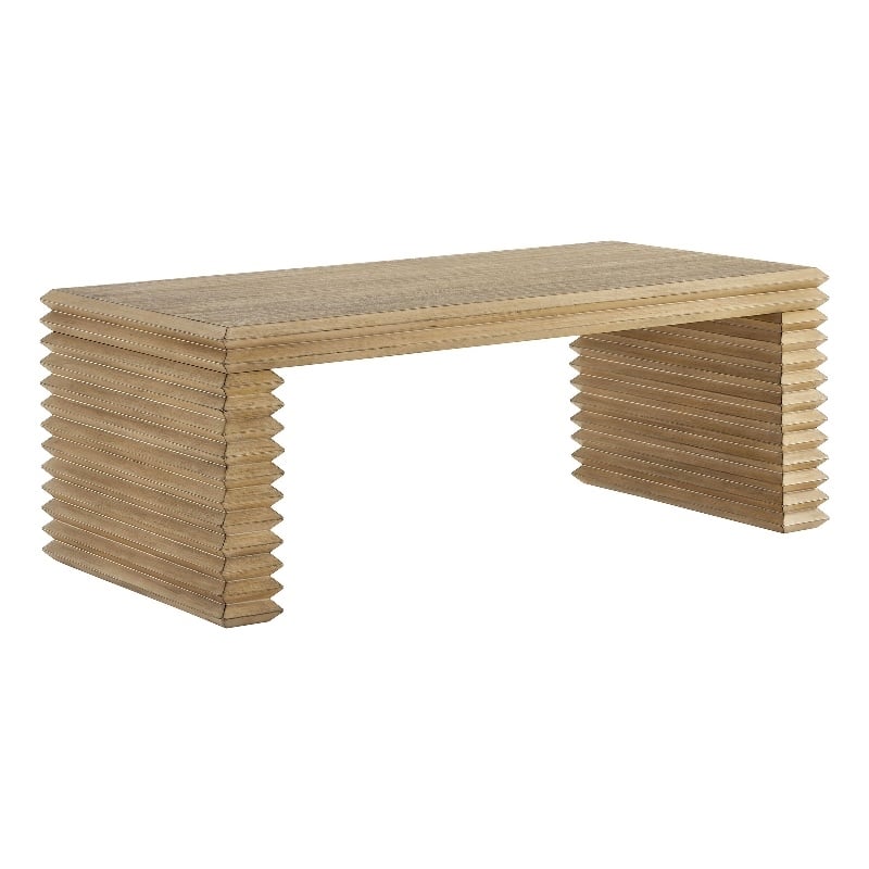 Canto Rectangular Stacked Design Coffee Table in Weathered Oak