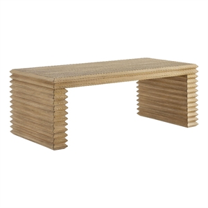 Canto Rectangular Stacked Design Coffee Table in Weathered Oak