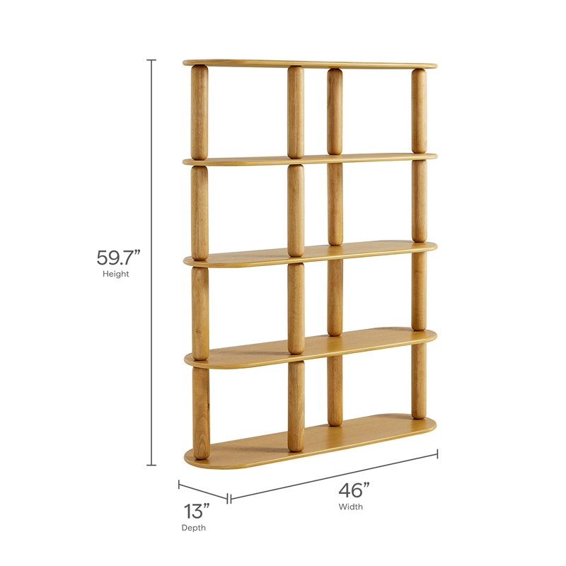 Arcus 4-Tier Oval Wood Bookshelf in Oak