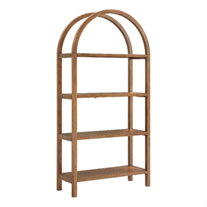 Vexley 72 Inch Large Arched Bookshelf in Walnut