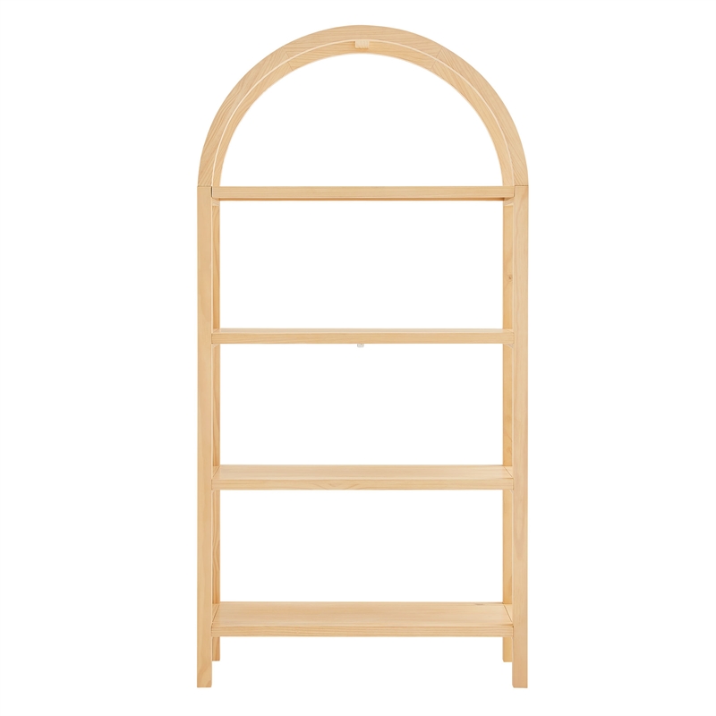 Vexley 72 Inch Large Arched Bookshelf in Natural