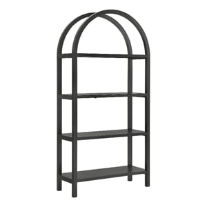 Vexley 72 Inch Large Arched Bookshelf in Black