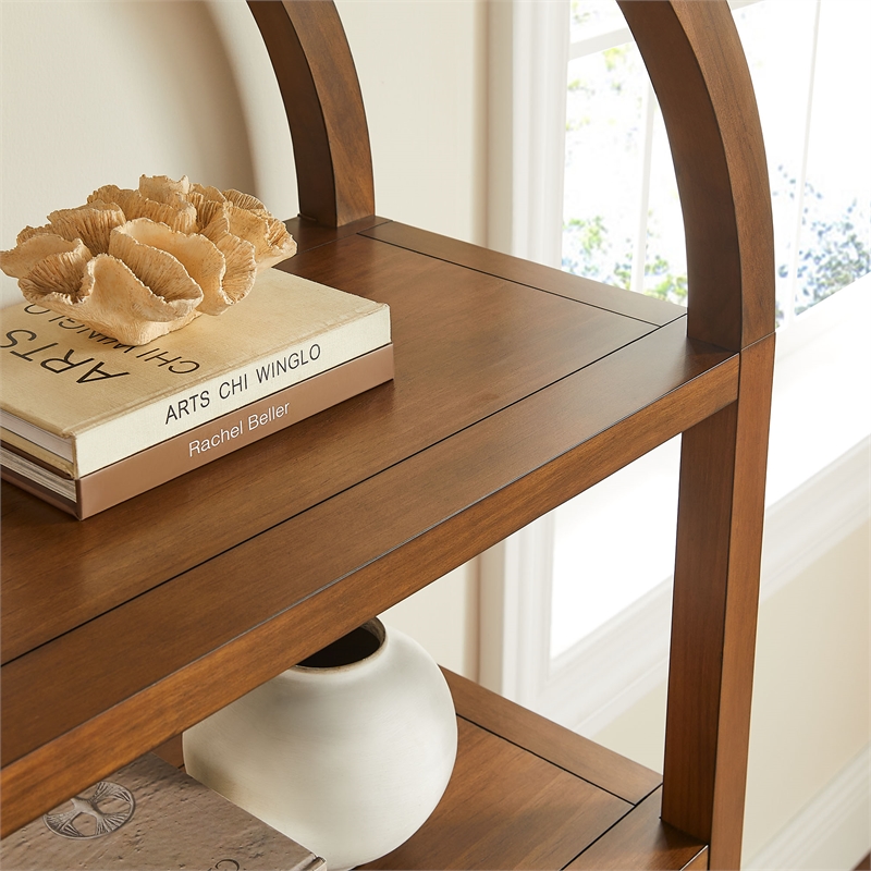 Vexley 60 Inch Wide Arched Bookshelf in Walnut