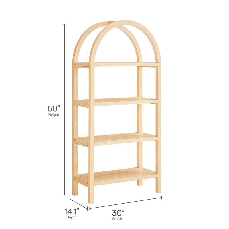 Vexley 60 Inch Wide Arched Bookshelf in Natural