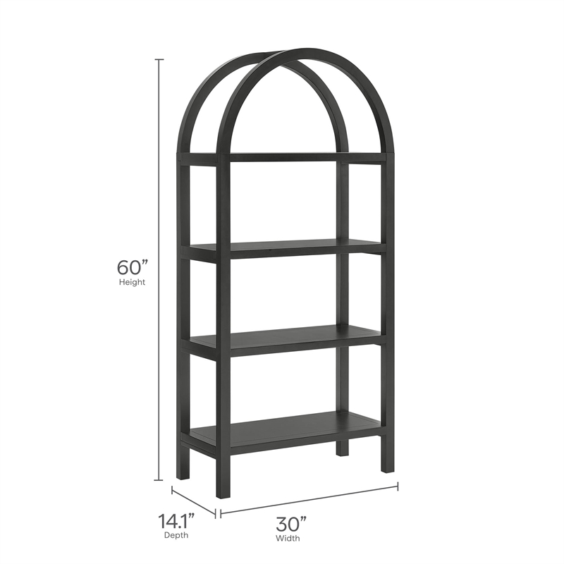Vexley 60 Inch Wide Arched Bookshelf in Black