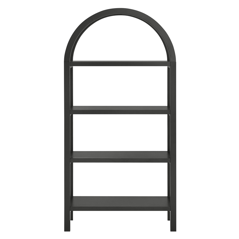 Vexley 60 Inch Wide Arched Bookshelf in Black