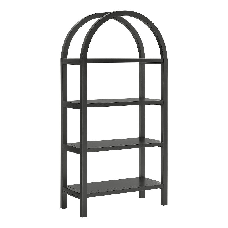 Vexley 60 Inch Wide Arched Bookshelf in Black