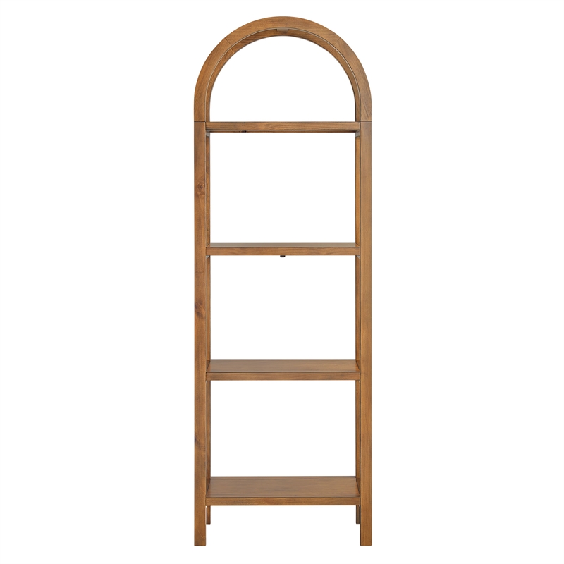 Vexley 72 Inch Tall Narrow Arched Bookshelf in Walnut