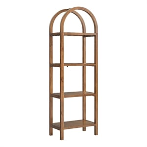 Vexley 72 Inch Tall Narrow Arched Bookshelf in Walnut