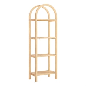 Vexley 72 Inch Tall Narrow Arched Bookshelf in Natural