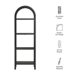 Vexley 72 Inch Tall Narrow Arched Bookshelf in Black