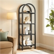 Vexley 72 Inch Tall Narrow Arched Bookshelf in Black