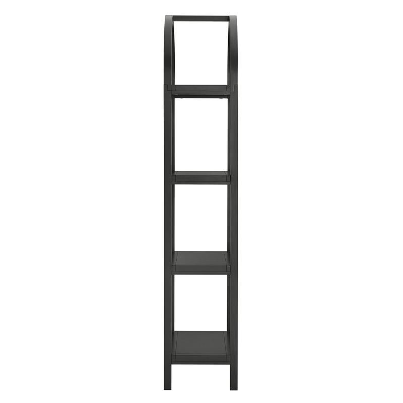 Vexley 72 Inch Tall Narrow Arched Bookshelf in Black