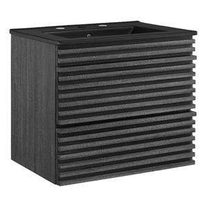 Modway Render 24&quot Wall-Mount Bathroom Vanity in Charcoal Black