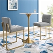 Privy Upholstered Fabric Counter Stool Set of 2 in Gold Light Gray