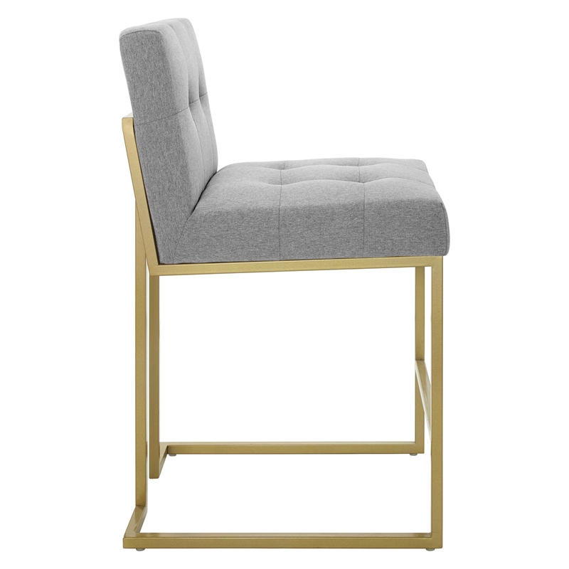 Privy Upholstered Fabric Counter Stool Set of 2 in Gold Light Gray