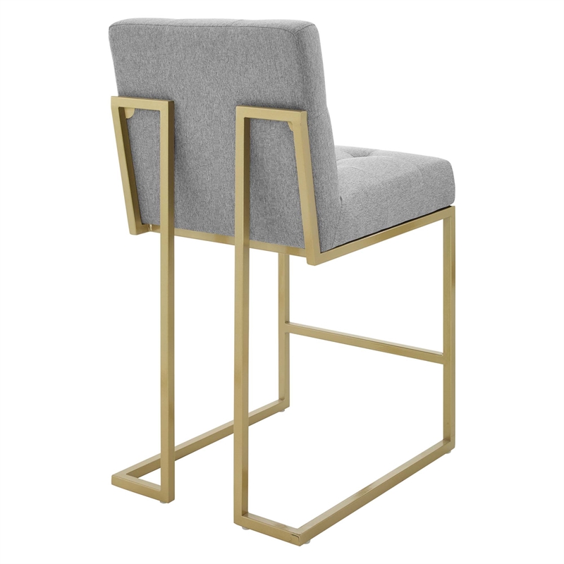 Privy Upholstered Fabric Counter Stool Set of 2 in Gold Light Gray