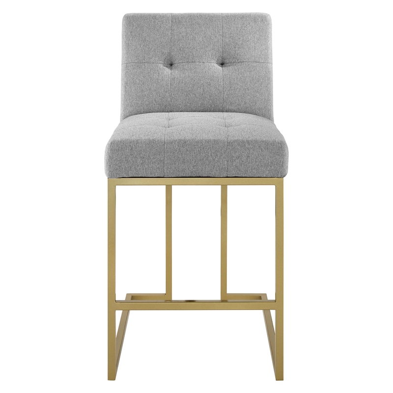 Privy Upholstered Fabric Counter Stool Set of 2 in Gold Light Gray