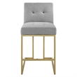 Privy Upholstered Fabric Counter Stool Set of 2 in Gold Light Gray