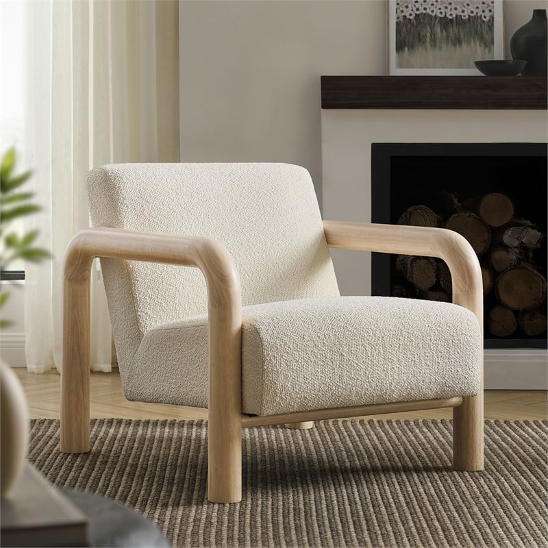 Sereno Boucle Accent Chair in Cream Oak