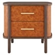 Coralie 2-Drawer Curved Vegan Leather Nightstand in Walnut Tan