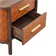 Coralie 2-Drawer Curved Vegan Leather Nightstand in Walnut Tan